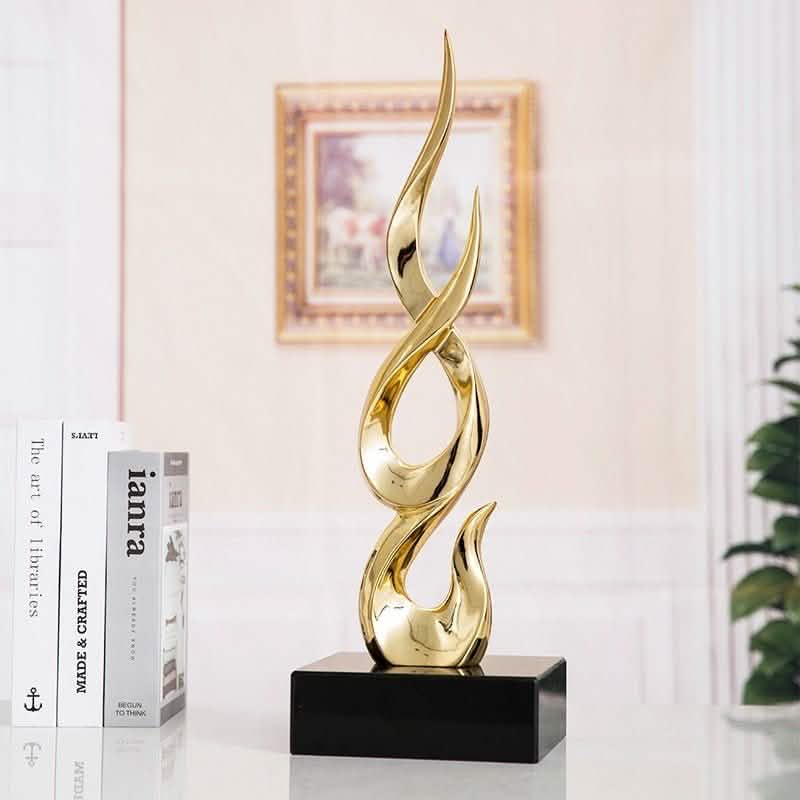 Elegant Festival Flame Resin Sculpture – Modern High - Rise Decorative Ornament - Fire Gold Flame – Standard - 52 cm -