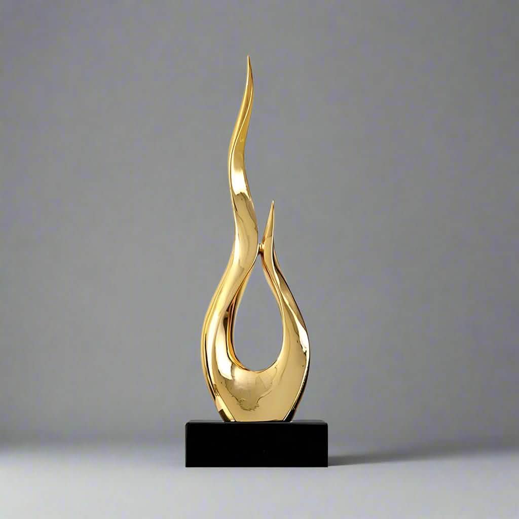 Elegant Festival Flame Resin Sculpture – Modern High - Rise Decorative Ornament - Fire Gold Flame – Standard - 52 cm -