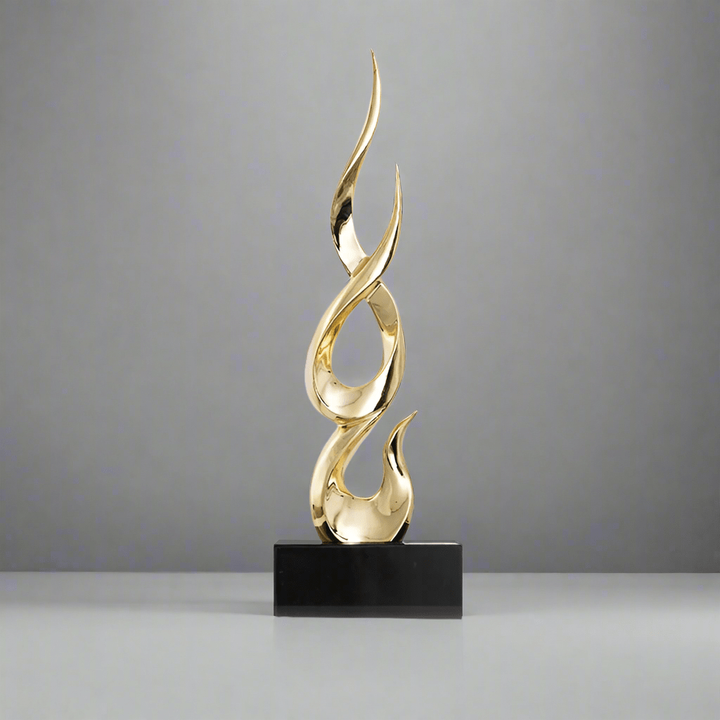 Elegant Festival Flame Resin Sculpture – Modern High - Rise Decorative Ornament - High Gold Flame - 54 cm -