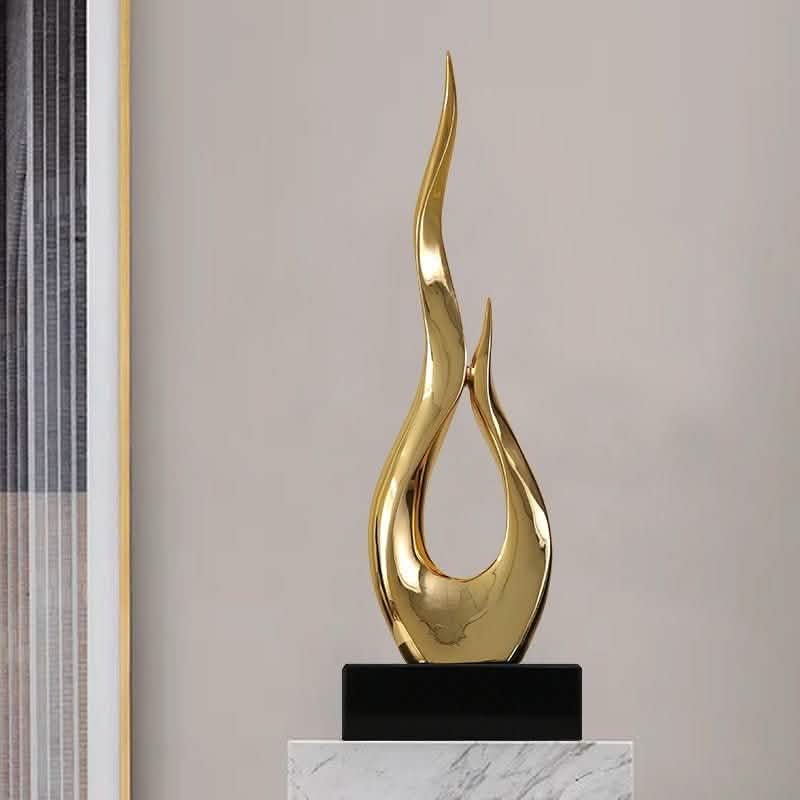 Elegant Festival Flame Resin Sculpture – Modern High - Rise Decorative Ornament - Fire Gold Flame – Standard - 52 cm -
