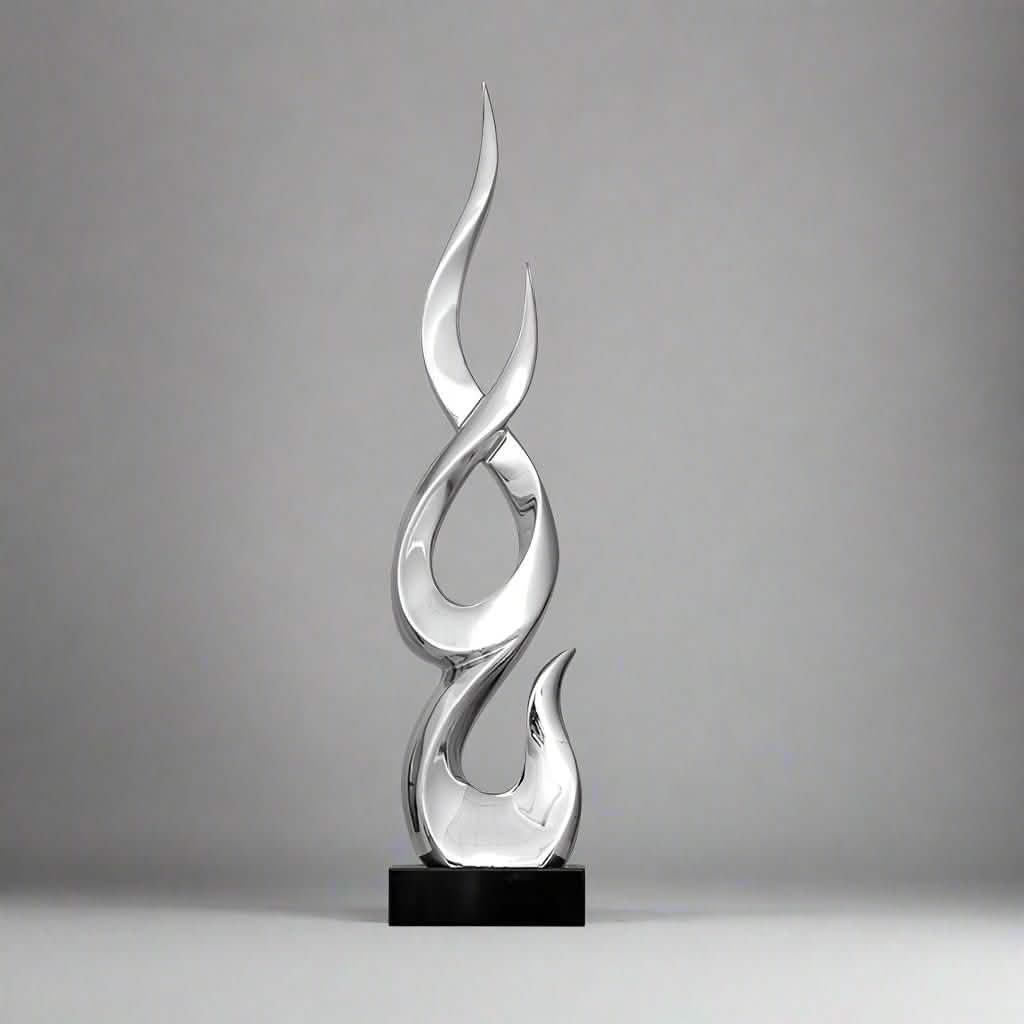 Elegant Festival Flame Resin Sculpture – Modern High - Rise Decorative Ornament - High Silver Flame - 97 cm -