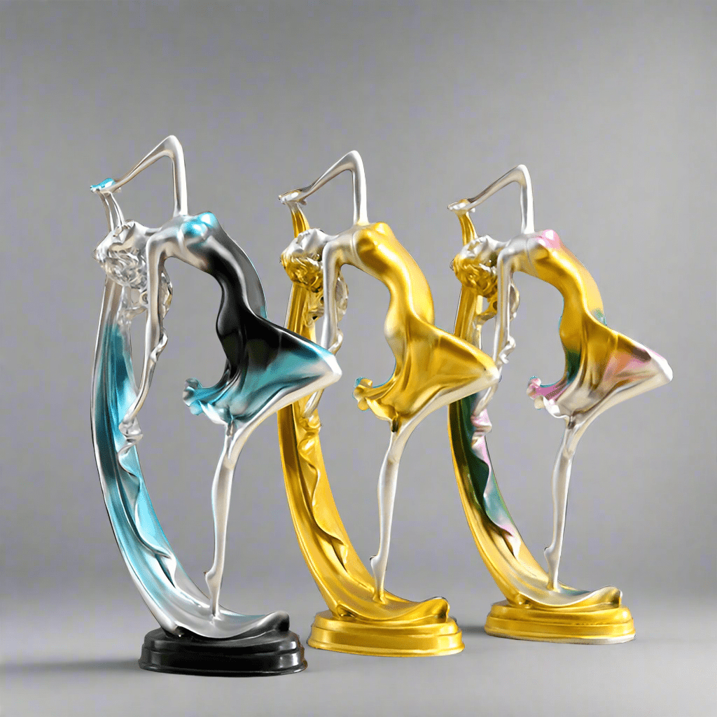 Elegant Handmade Resin Dancing Figurine Living Room Decoration - Red -