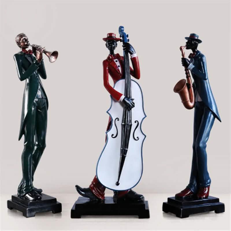 Elegant Jazz Trio Resin Sculptures – Musical Instrument Figurine Set - Set of 3 -