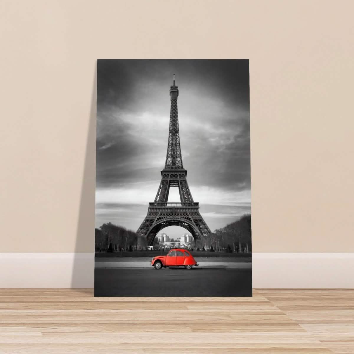Elegant Paris - Eiffel Tower and Vintage Ride - Aluminum Print - 50x75 cm / 20x30″ -