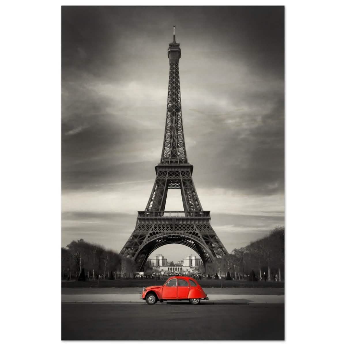 Elegant Paris - Eiffel Tower and Vintage Ride - Wood Prints - 50x75 cm / 20x30″ -
