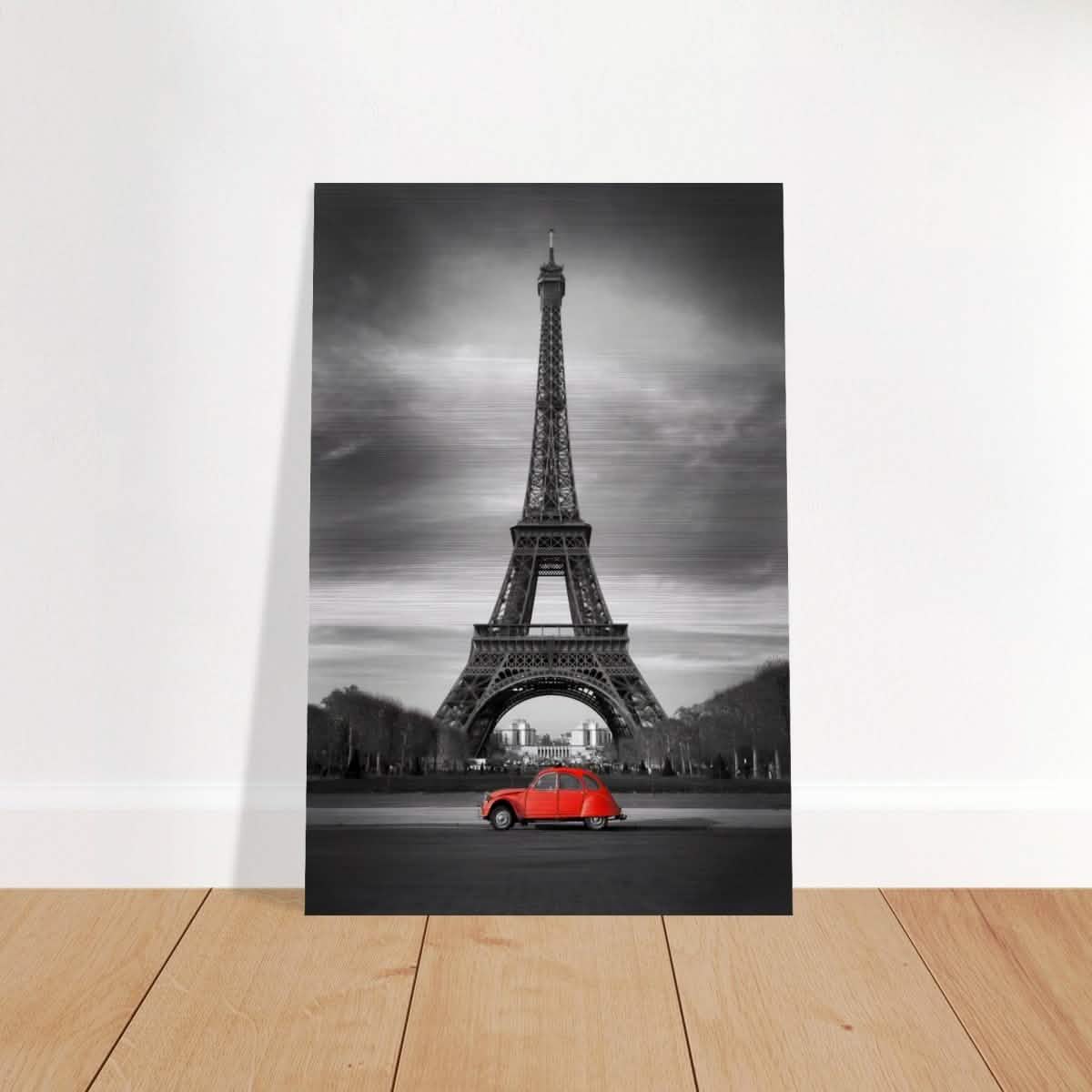 Elegant Paris - Eiffel Tower and Vintage Ride - Brushed Aluminum Print - 60x90 cm / 24x36″ -
