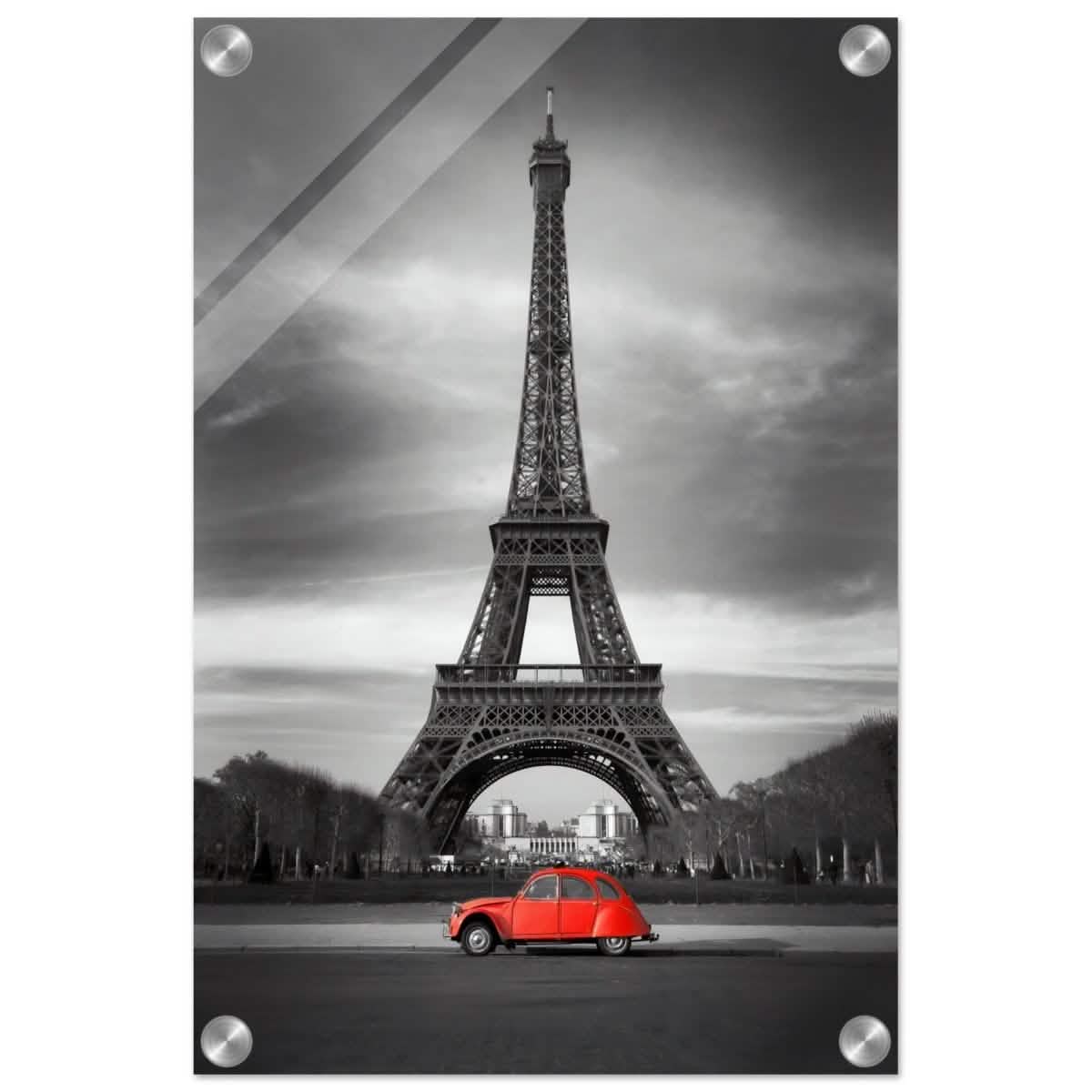 Elegant Paris - Eiffel Tower and Vintage Ride - Acrylic Print - 30x45 cm / 12x18″ -