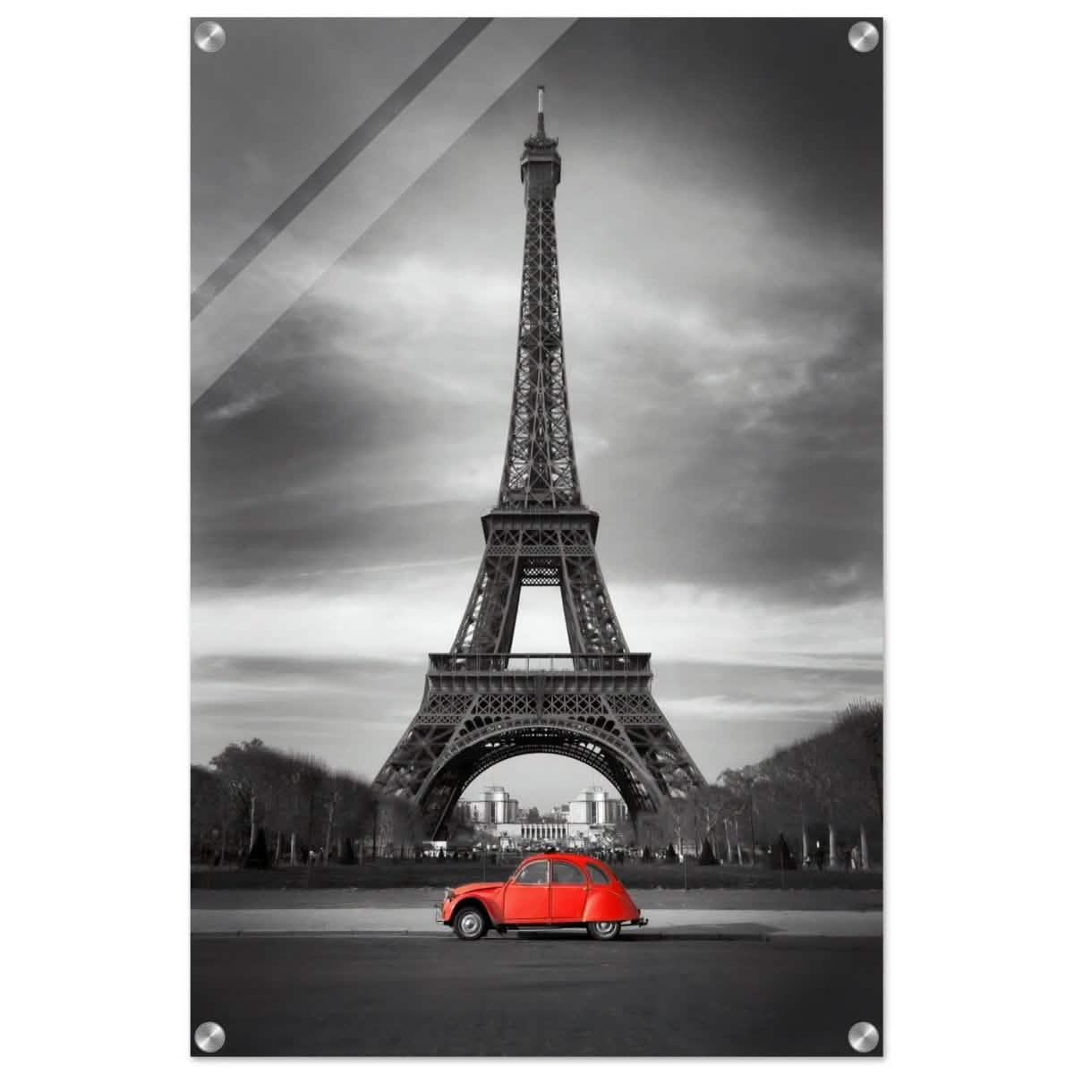 Elegant Paris - Eiffel Tower and Vintage Ride - Acrylic Print - 50x75 cm / 20x30″ -