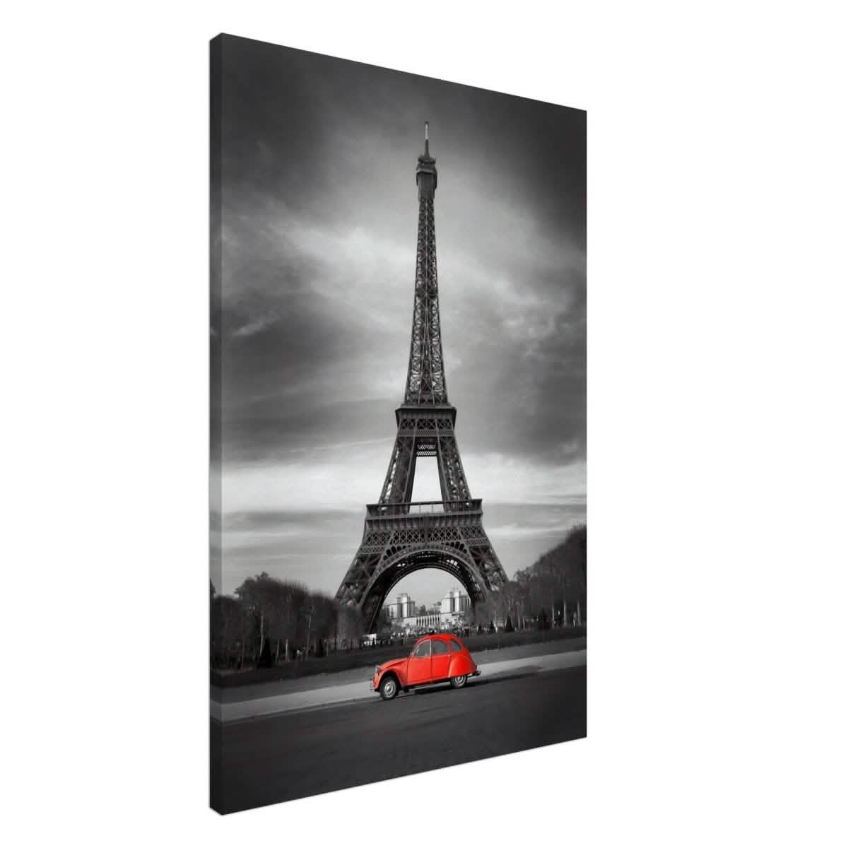 Elegant Paris - Eiffel Tower and Vintage Ride - Canvas - 60x90 cm / 24x36″ -