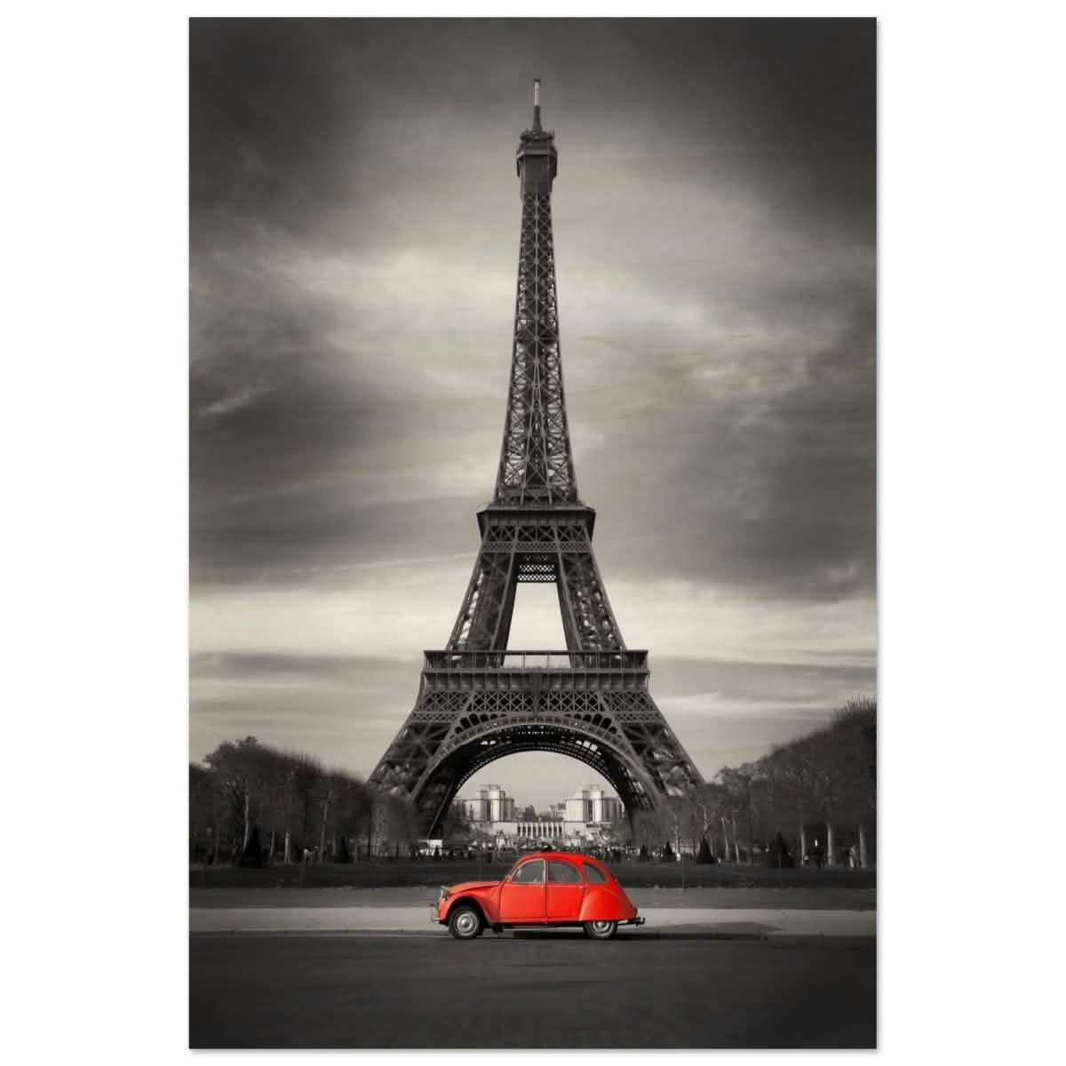Elegant Paris - Eiffel Tower and Vintage Ride - Wood Prints - 40x60 cm / 16x24″ -