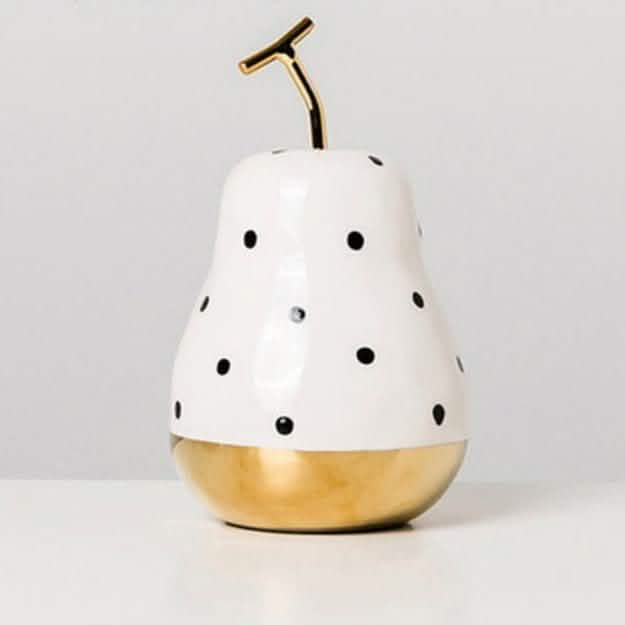 Elegant Porcelain Apple & Pear Decorative Ornaments – Modern White & Gold Accents - Pear -