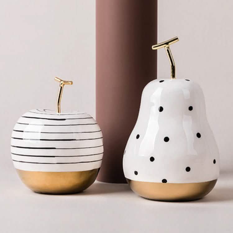 Elegant Porcelain Apple & Pear Decorative Ornaments – Modern White & Gold Accents - Pear -