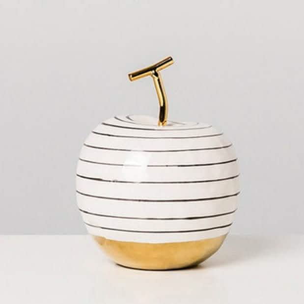 Elegant Porcelain Apple & Pear Decorative Ornaments – Modern White & Gold Accents - Pear -