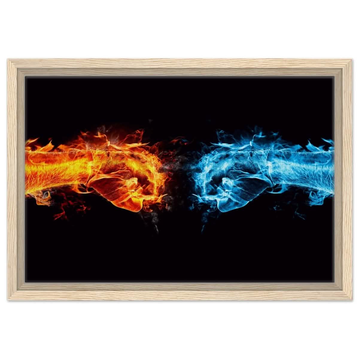 Elemental Clash | Conceptual Pop Art - Framed Canvas - 30x45 cm / 12x18″ - Wood frame