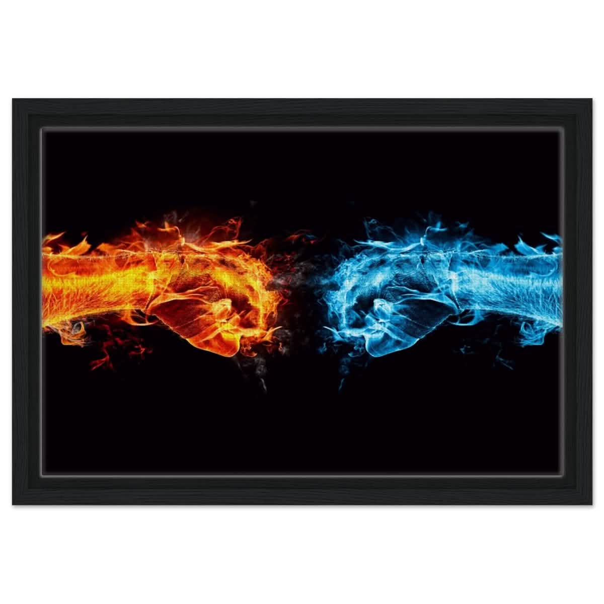 Elemental Clash | Conceptual Pop Art - Framed Canvas - 30x45 cm / 12x18″ - Black frame