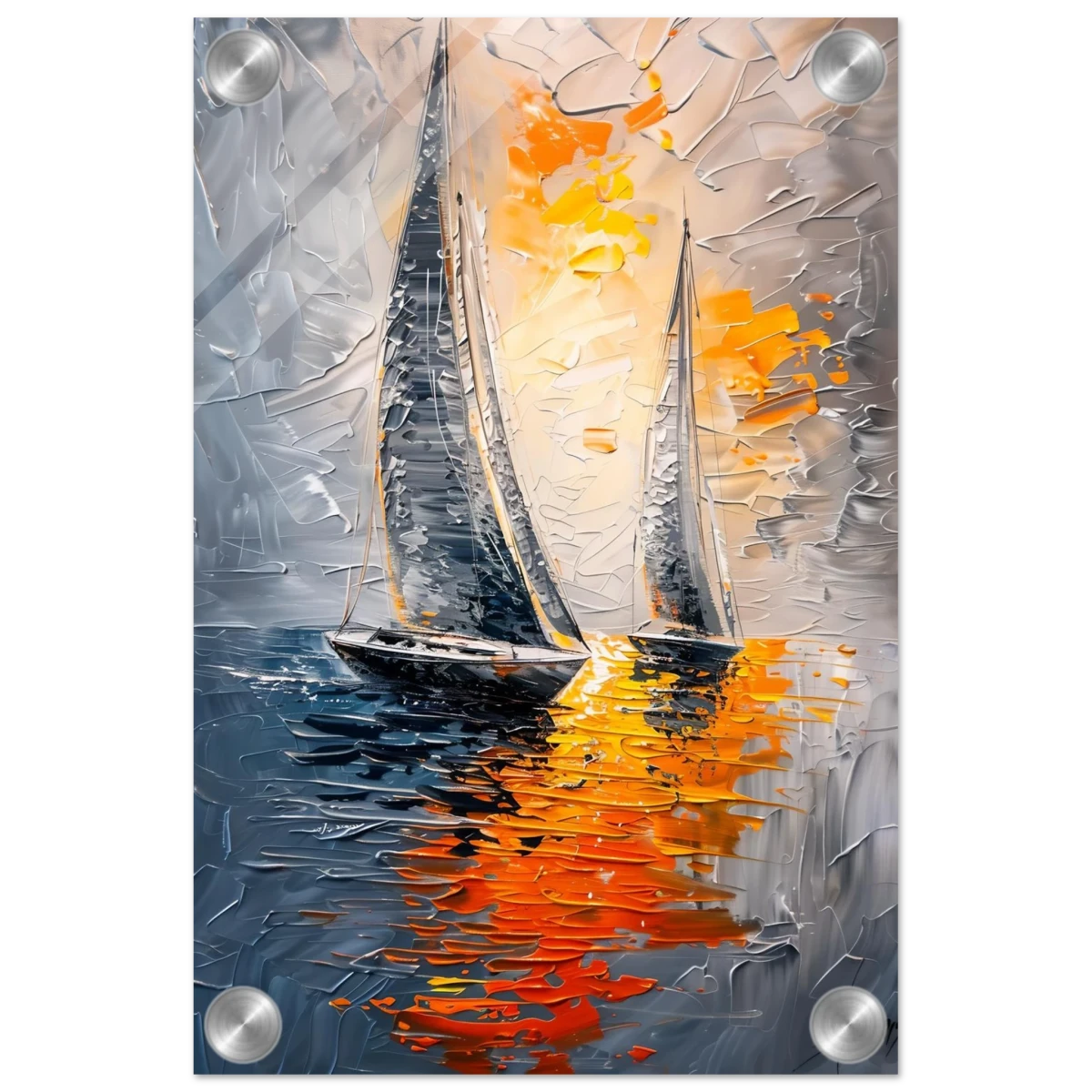“Ember Sails” – Sailing Into the Sunset on Firelight Waters | Wall art Print - Acrylic Print - 20x30 cm / 8x12″ -