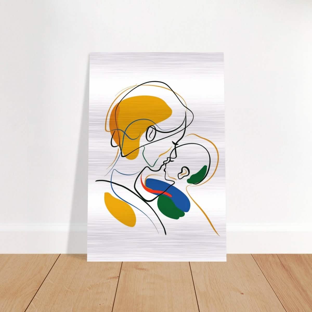 Embrace of Love | A Mother's Touch | Minimalist Art wall art print - Brushed Aluminum Print - 50x75 cm / 20x30″ -