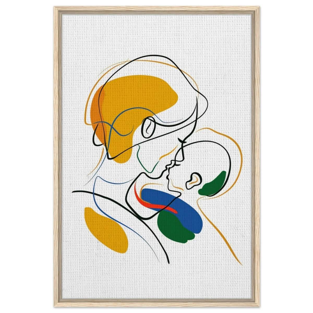 Embrace of Love | A Mother's Touch | Minimalist Art wall art print - Framed Canvas - 60x90 cm / 24x36″ - Wood frame