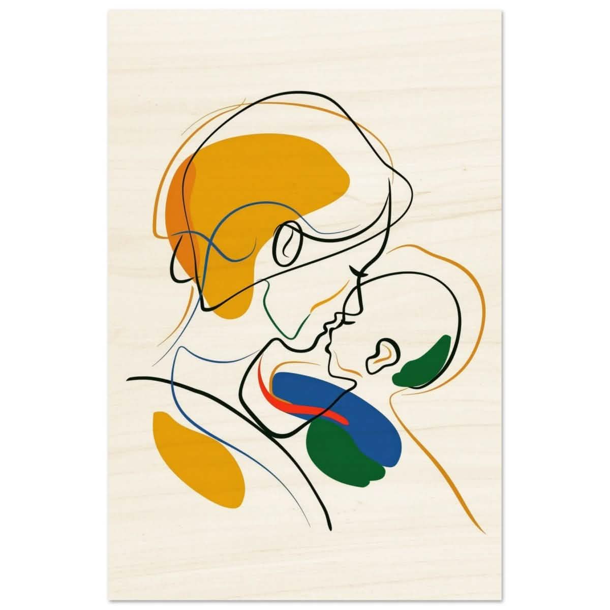 Embrace of Love | A Mother's Touch | Minimalist Art wall art print - Wood Prints - 30x45 cm / 12x18″ -