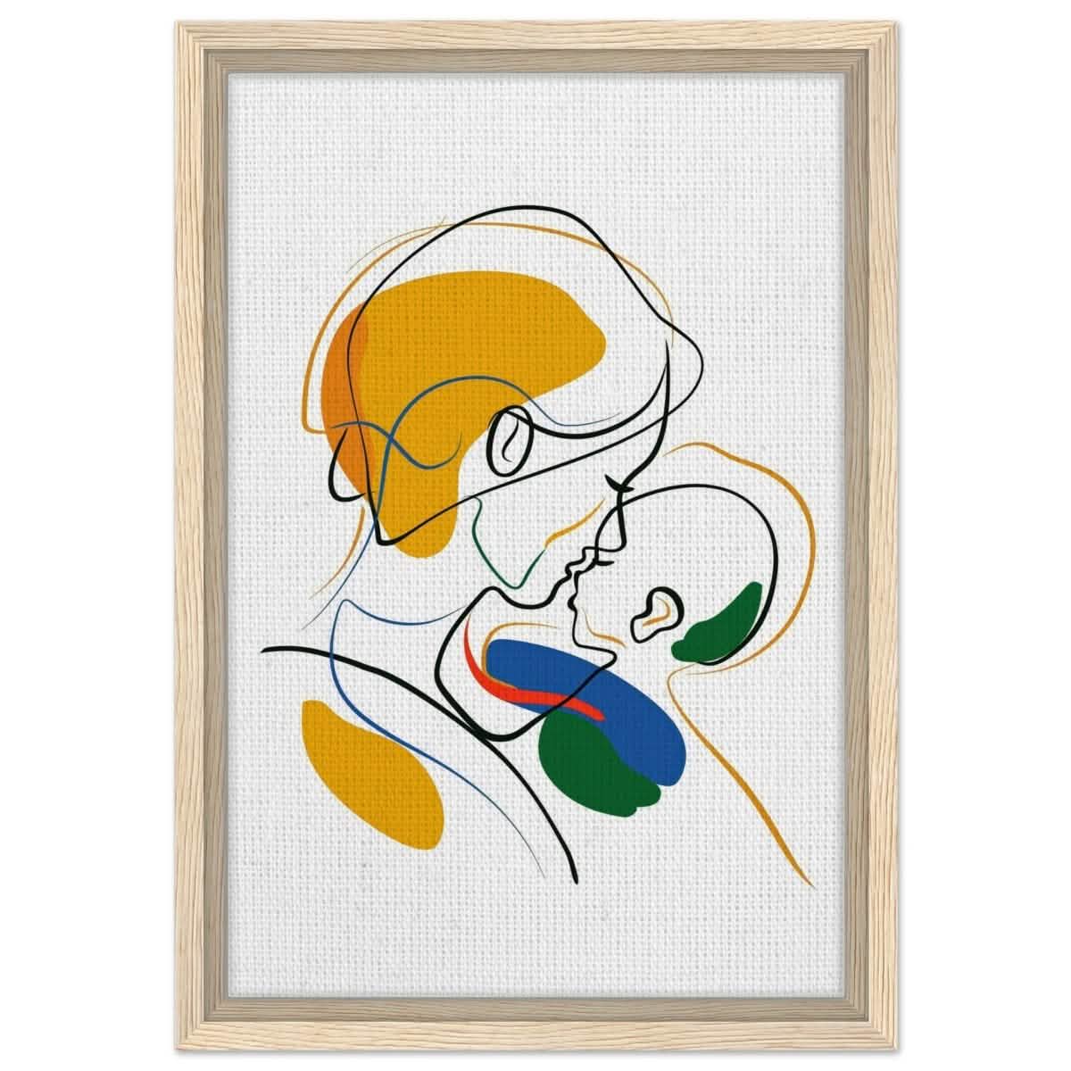 Embrace of Love | A Mother's Touch | Minimalist Art wall art print - Framed Canvas - 30x45 cm / 12x18″ - Wood frame