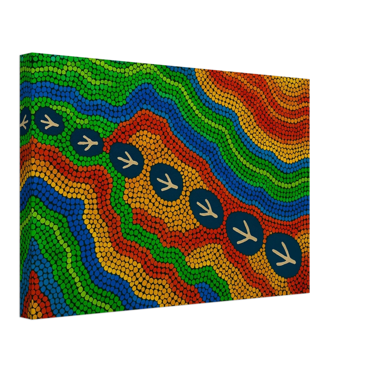 Emu Tracks Dreaming – Aboriginal Dot Painting Wall Art Print - Canvas - 30x45 cm / 12x18″ -