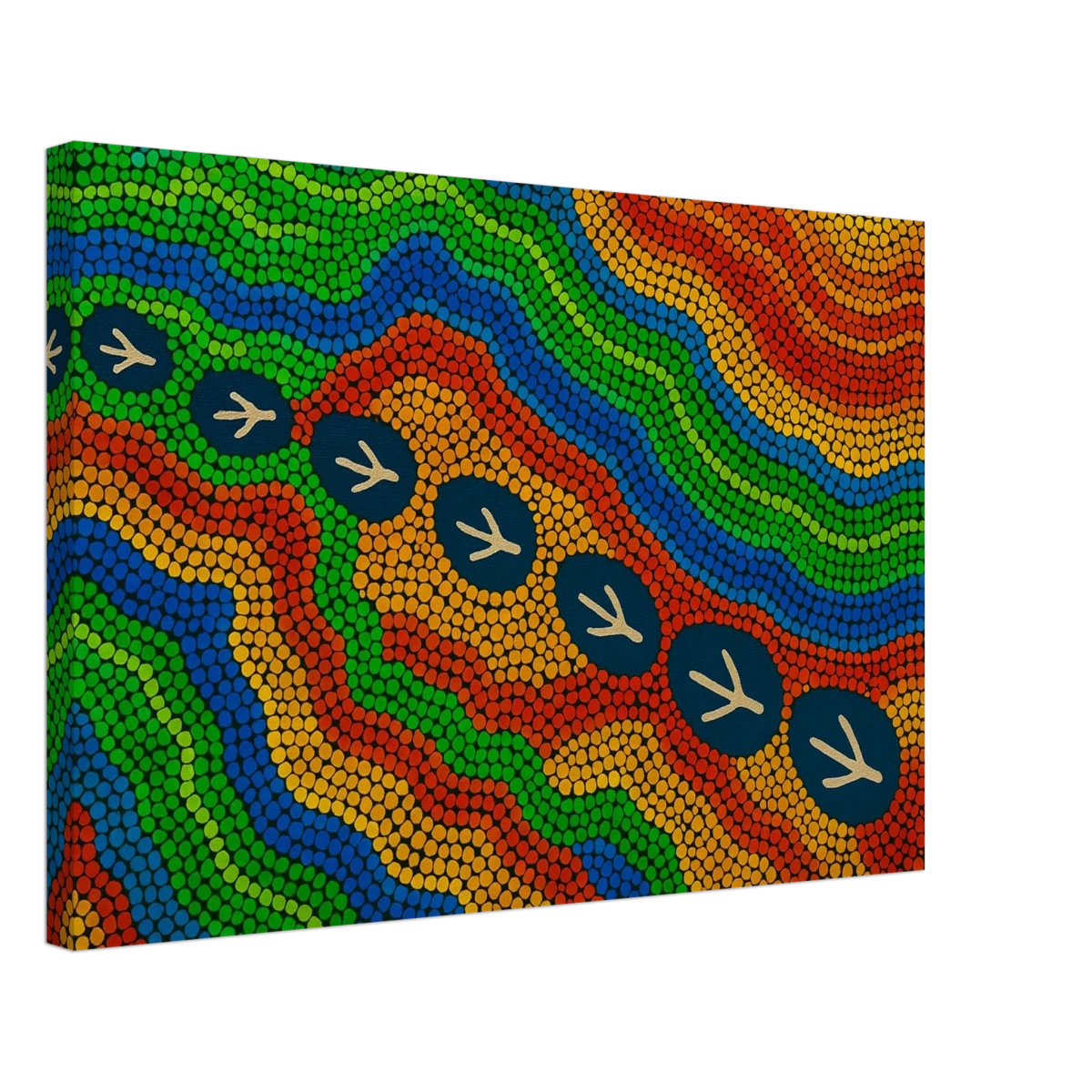 Emu Tracks Dreaming – Aboriginal Dot Painting Wall Art Print - Canvas - 40x60 cm / 16x24″ -