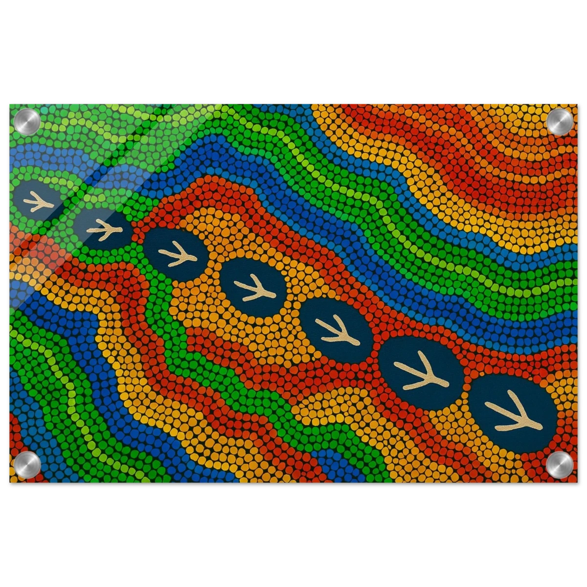 Emu Tracks Dreaming – Aboriginal Dot Painting Wall Art Print - Acrylic Print - 30x45 cm / 12x18″ -