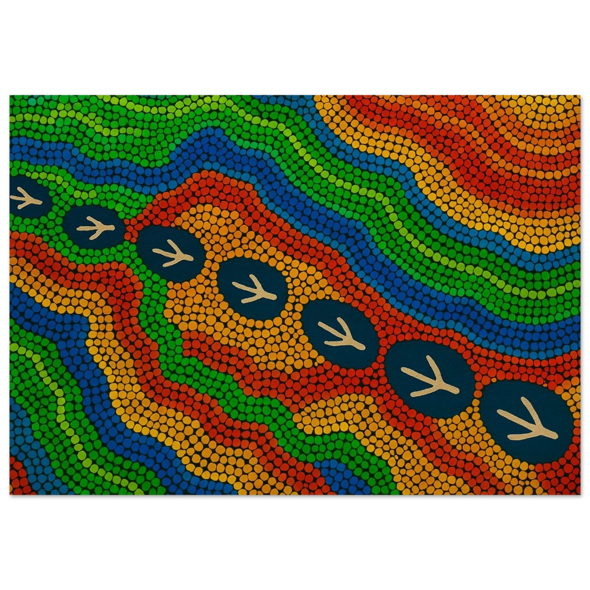 Emu Tracks Dreaming – Aboriginal Dot Painting Wall Art Print - Wood Prints - 70x100 cm / 28x40″ -