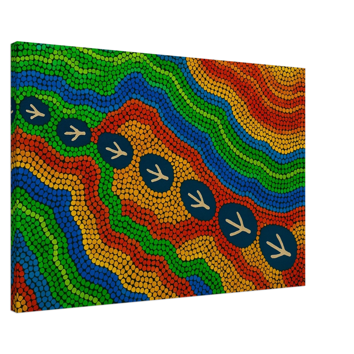 Emu Tracks Dreaming – Aboriginal Dot Painting Wall Art Print - Canvas - 60x90 cm / 24x36″ -