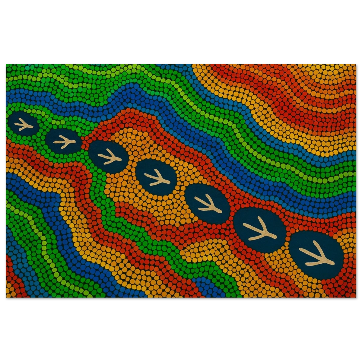 Emu Tracks Dreaming – Aboriginal Dot Painting Wall Art Print - Wood Prints - 20x30 cm / 8x12″ -