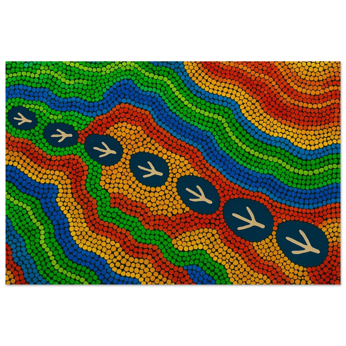 Emu Tracks Dreaming – Aboriginal Dot Painting Wall Art Print - Fine Art Poster - 60x90 cm / 24x36″ -
