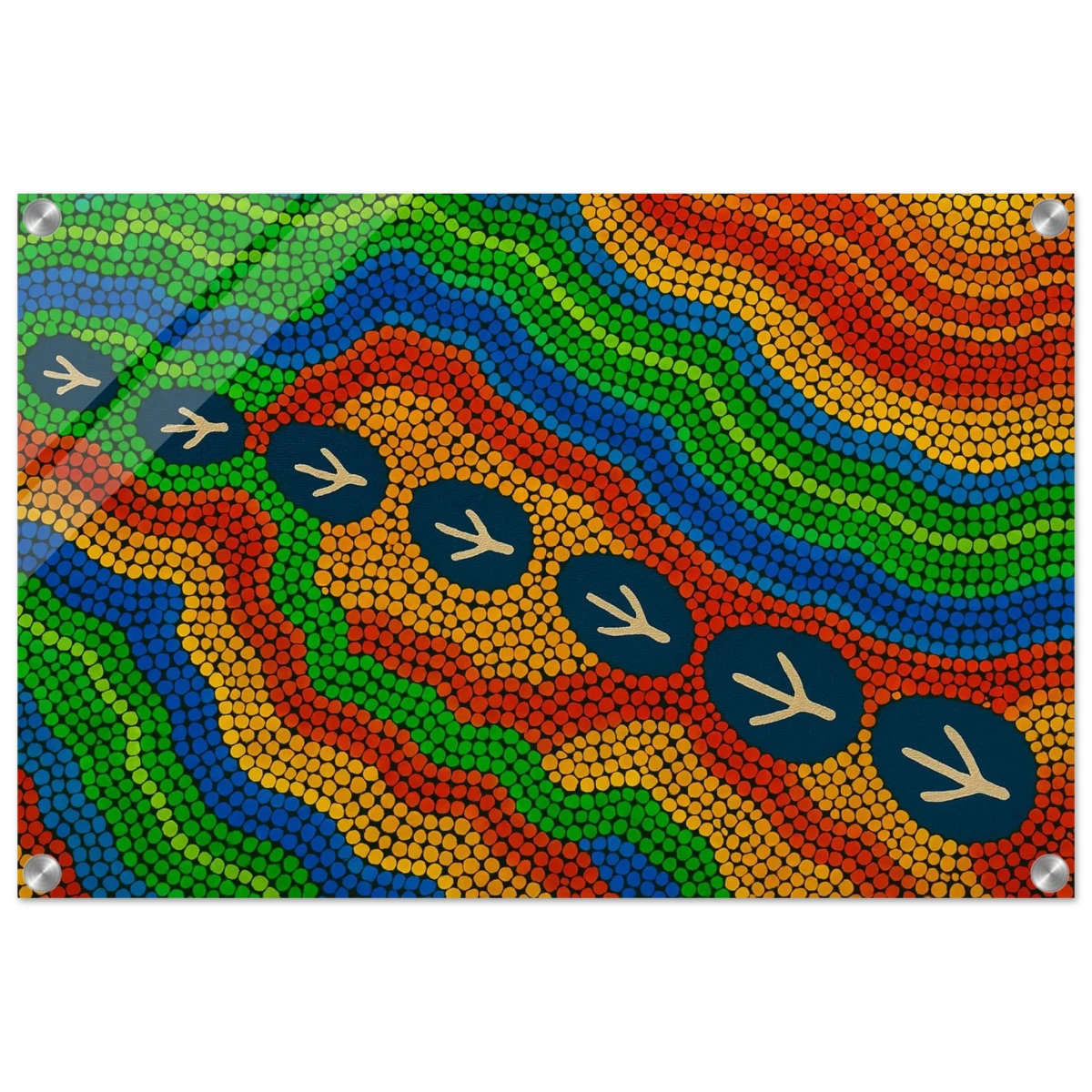 Emu Tracks Dreaming – Aboriginal Dot Painting Wall Art Print - Acrylic Print - 40x60 cm / 16x24″ -