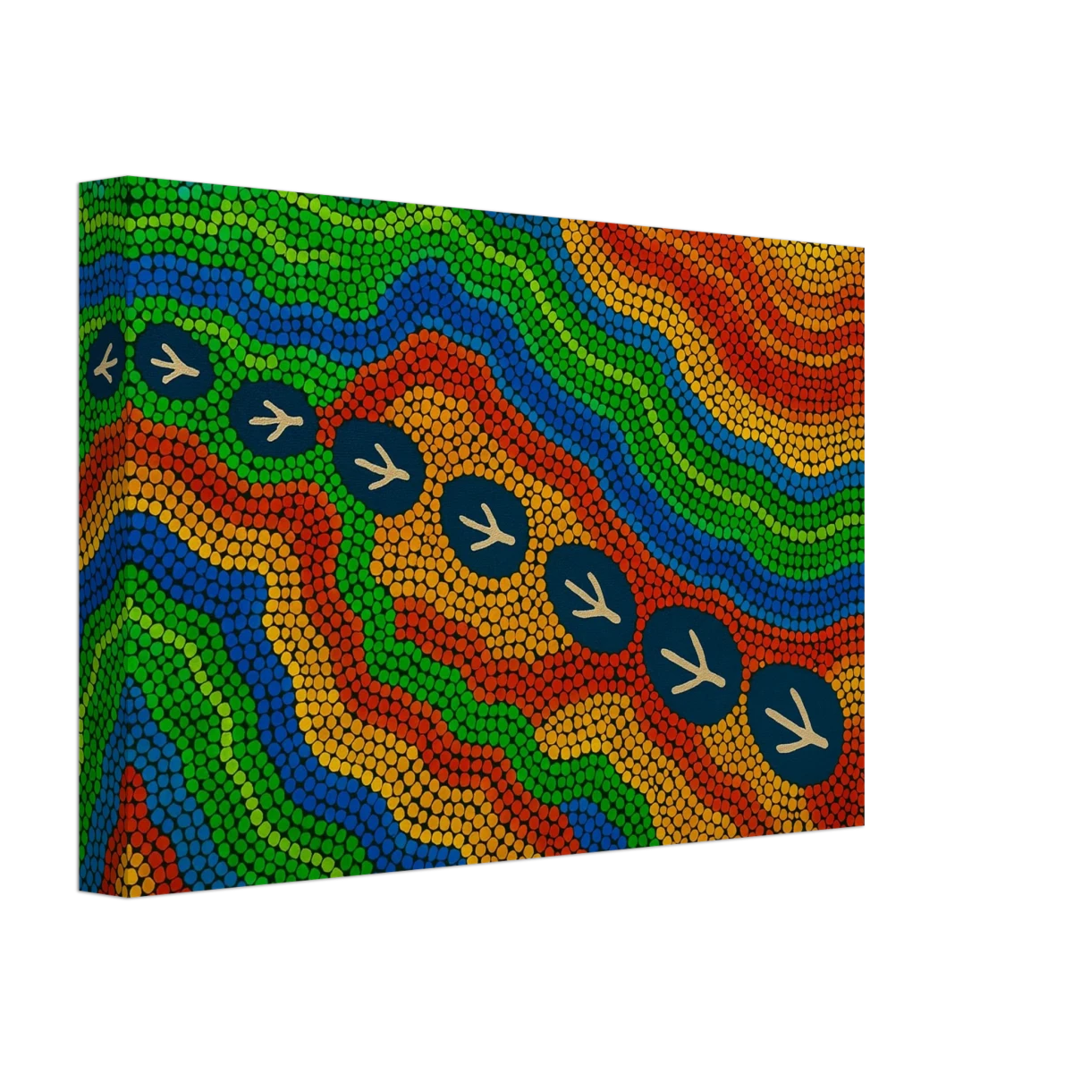 Emu Tracks Dreaming – Aboriginal Dot Painting Wall Art Print - Canvas - 20x30 cm / 8x12″ -