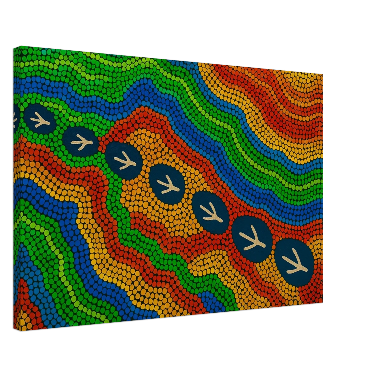Emu Tracks Dreaming – Aboriginal Dot Painting Wall Art Print - Canvas - 50x75 cm / 20x30″ -