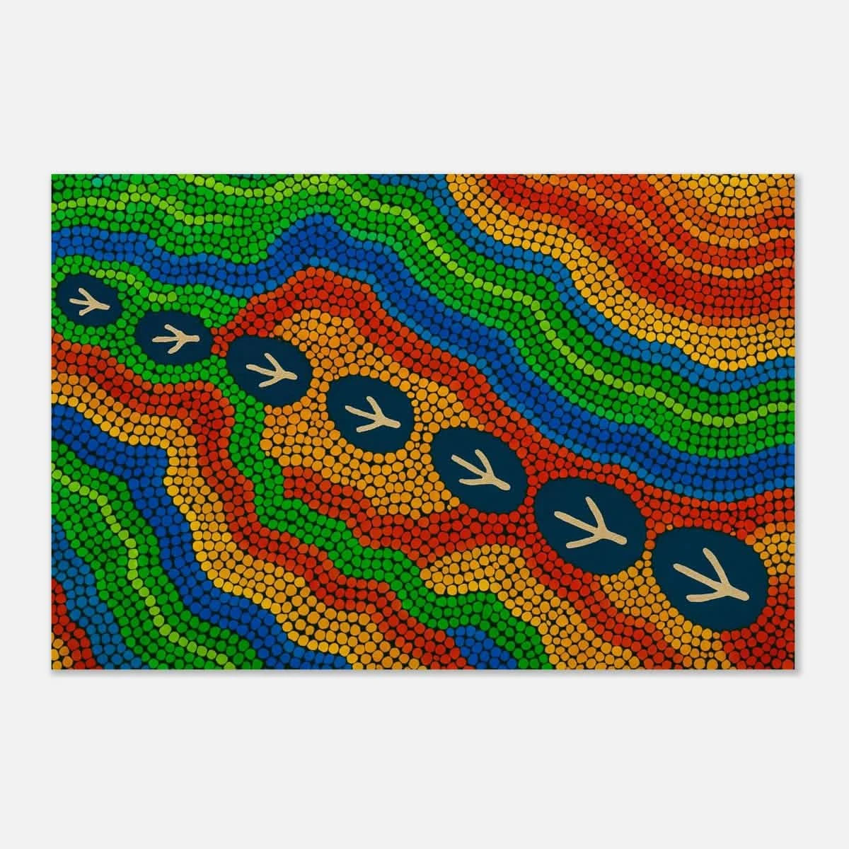 Emu Tracks Dreaming – Aboriginal Dot Painting Wall Art Print - Aluminum Print - 30x45 cm / 12x18″ -
