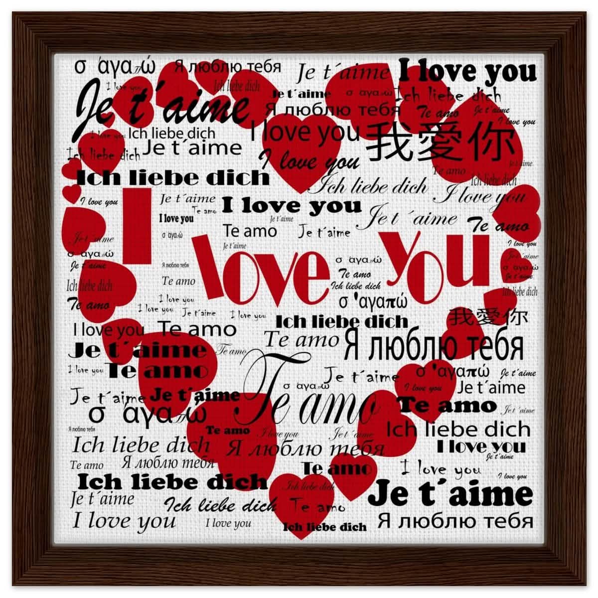 Endless Love - Expressions from Around the World | Digital Pop Art wall art print - Framed Canvas - 30x30 cm / 12x12″ - Dark wood frame