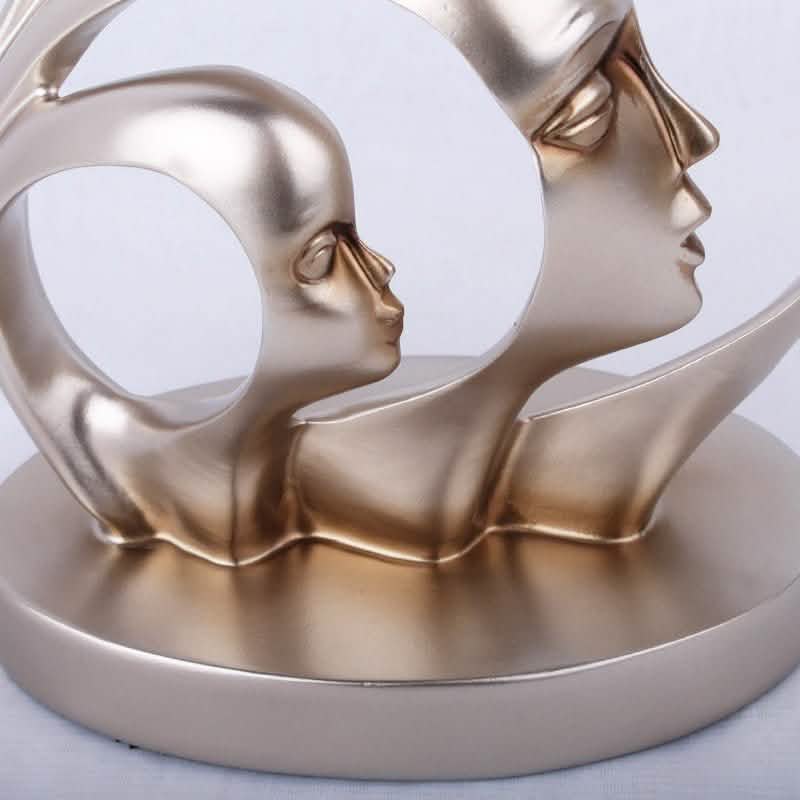 Eternal Faces Sculpture – Modern Abstract Resin Art in Gold or Silver | Trinity Faces Sculpture - Gold -