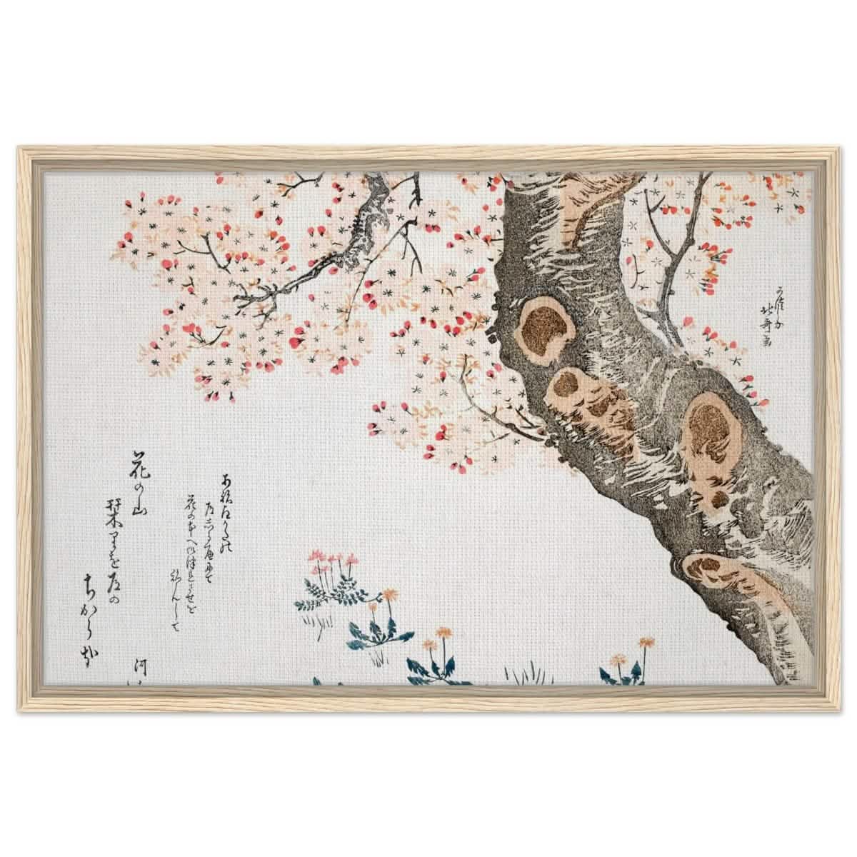 Eternal Sakura | Traditional Japanese Botanical Art | wall art print - Framed Canvas - 50x75 cm / 20x30″ - Wood frame