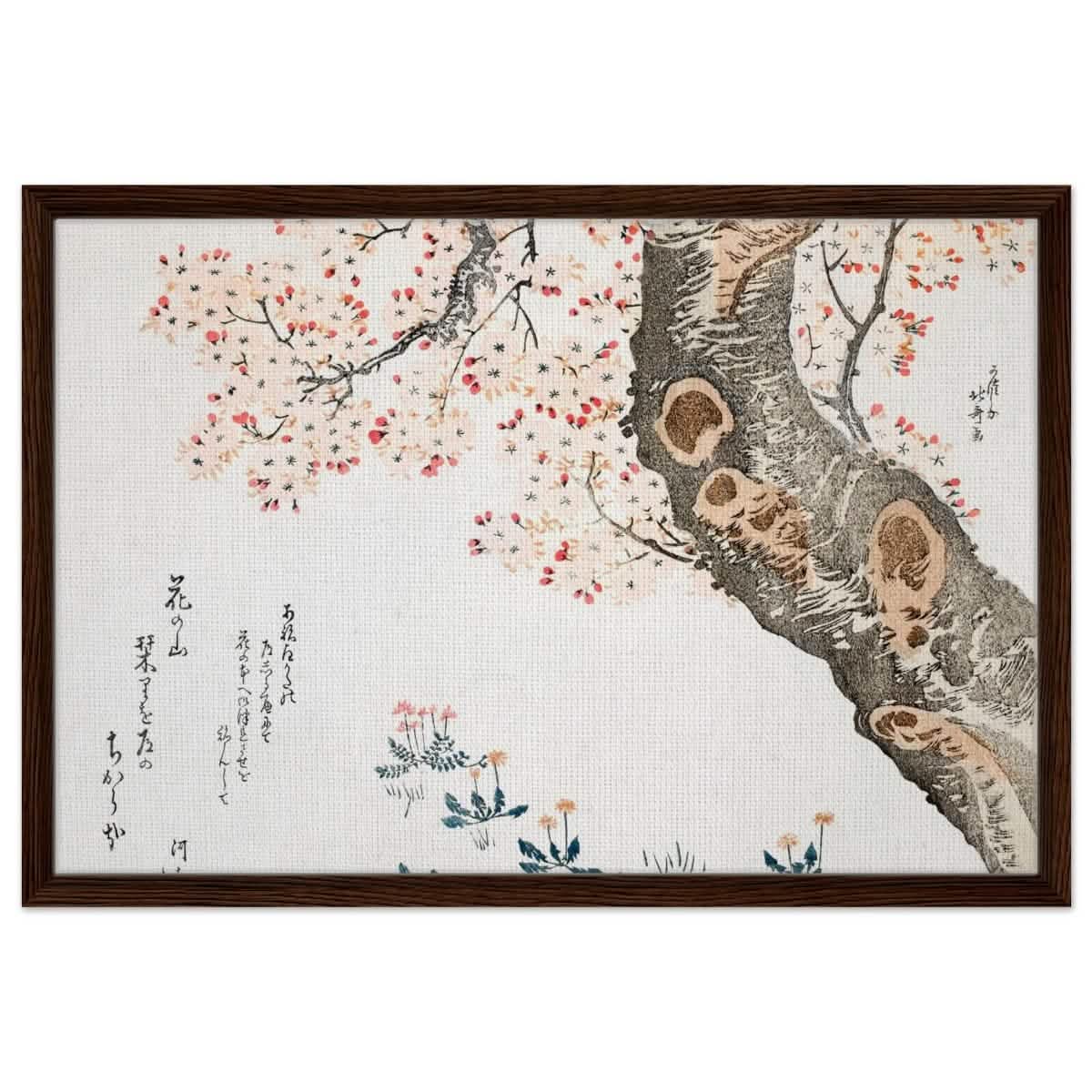 Eternal Sakura | Traditional Japanese Botanical Art | wall art print - Framed Canvas - 50x75 cm / 20x30″ - Dark wood frame
