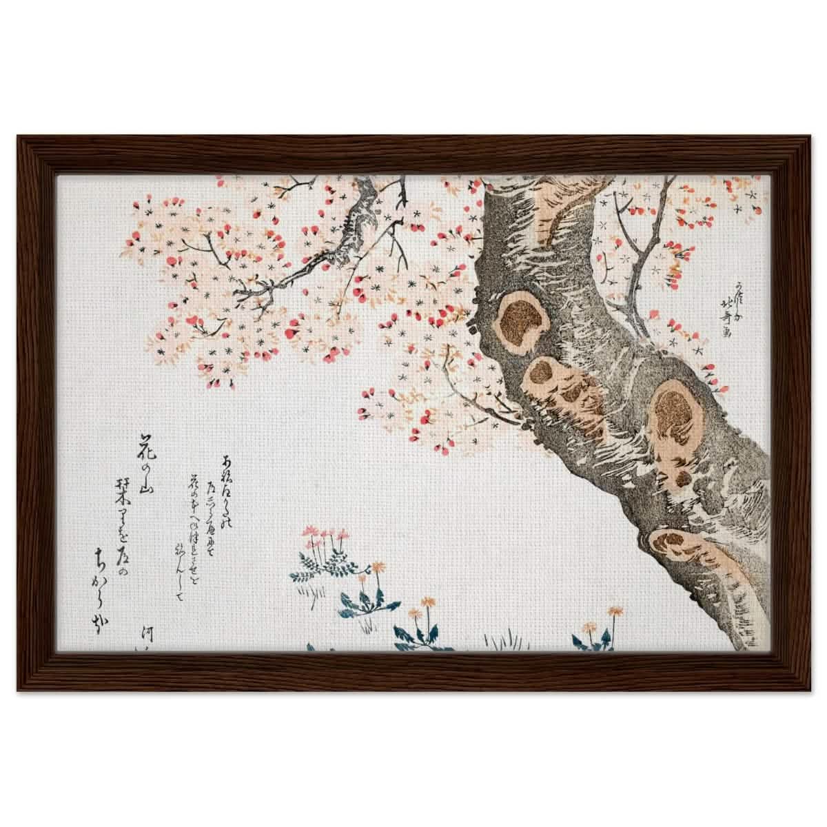 Eternal Sakura | Traditional Japanese Botanical Art | wall art print - Framed Canvas - 30x45 cm / 12x18″ - Dark wood frame