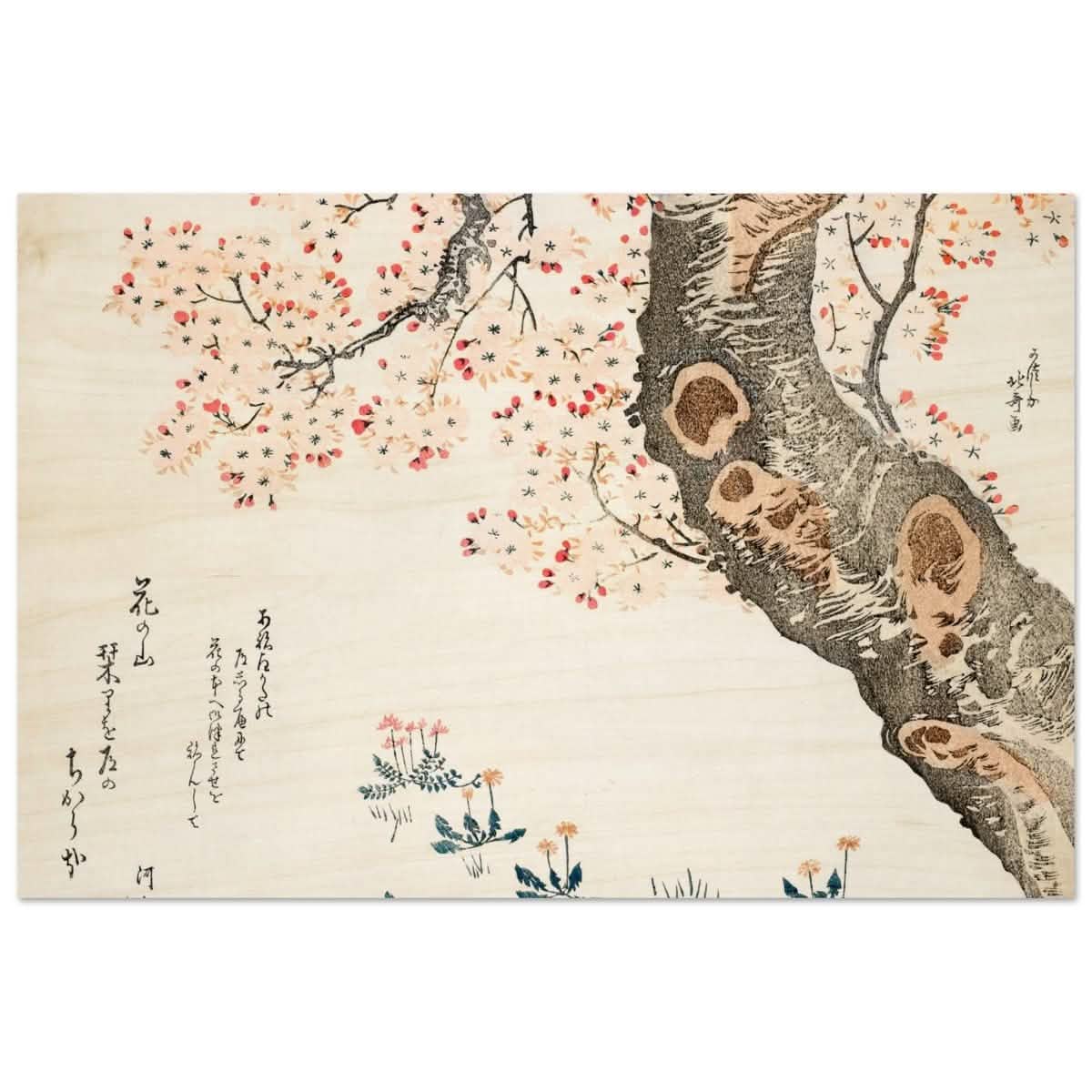 Eternal Sakura | Traditional Japanese Botanical Art | wall art print - Wood Prints - 30x45 cm / 12x18″ -