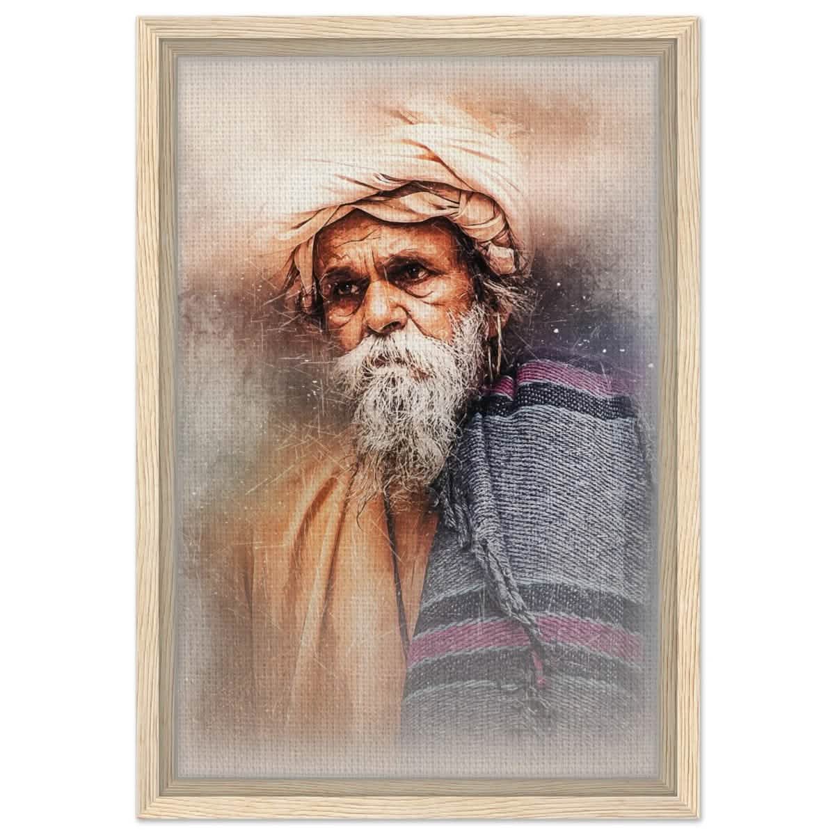 Eternal Wisdom | Contemporary Portrait Art print | Cultural Realism - Framed Canvas - 30x45 cm / 12x18″ - Wood frame