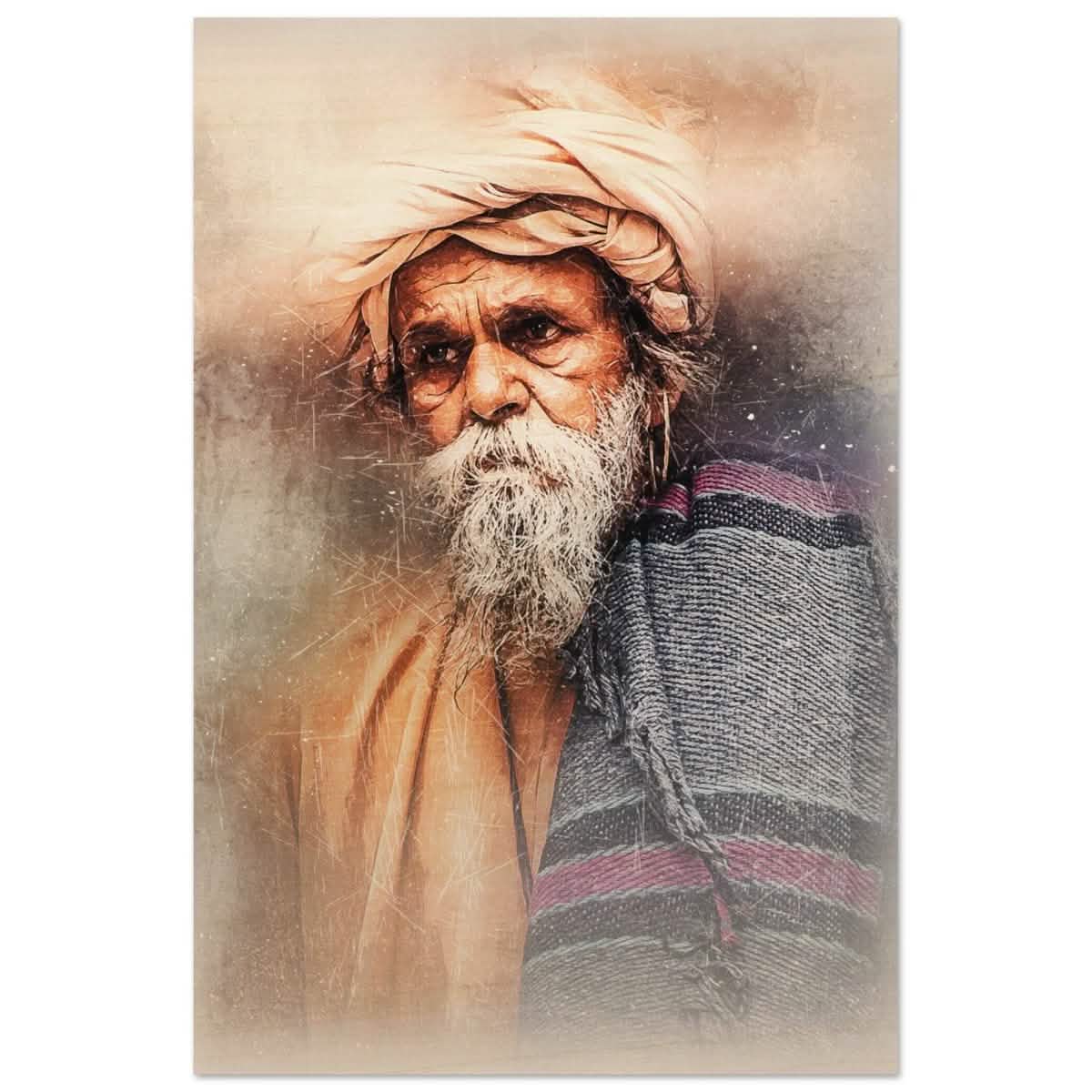 Eternal Wisdom | Contemporary Portrait Art print | Cultural Realism - Wood Prints - 30x45 cm / 12x18″ -
