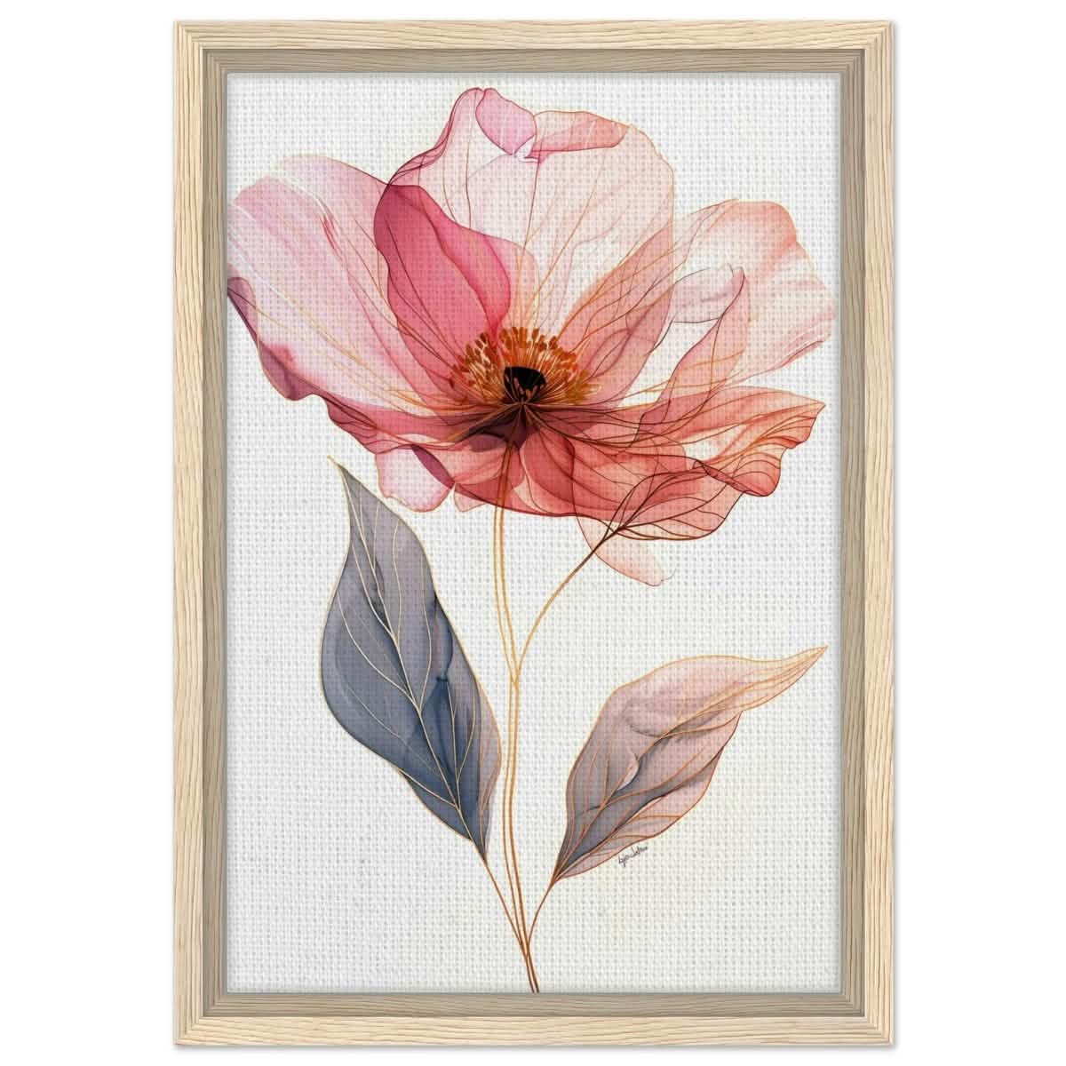 Ethereal Blossom | contemporary floral illustration - Framed Canvas - 30x45 cm / 12x18″ - Wood frame