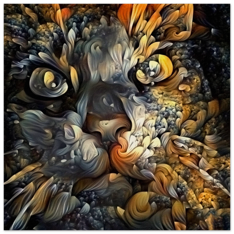 Ethereal Gaze – Abstract Feline Spirit Wall Art Print - Wood Prints - 40x40 cm / 16x16″ -