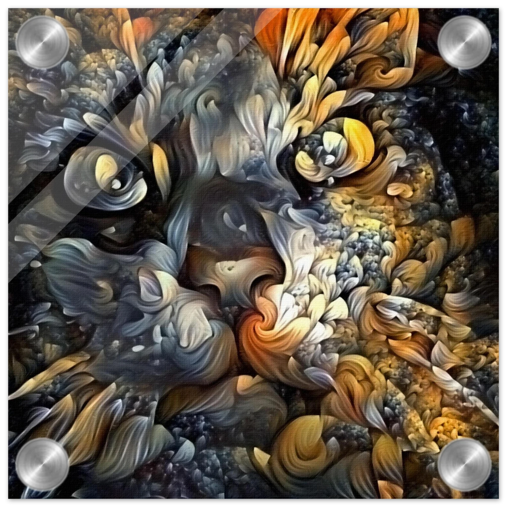 Ethereal Gaze – Abstract Feline Spirit Wall Art Print - Acrylic Print - 20x20 cm / 8x8″ -