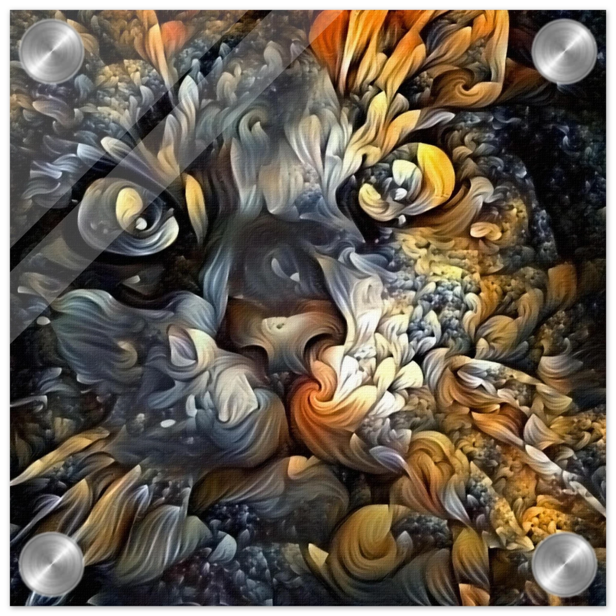 Ethereal Gaze – Abstract Feline Spirit Wall Art Print - Acrylic Print - 20x20 cm / 8x8″ -