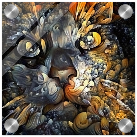 Ethereal Gaze – Abstract Feline Spirit Wall Art Print - Acrylic Print - 20x20 cm / 8x8″ -