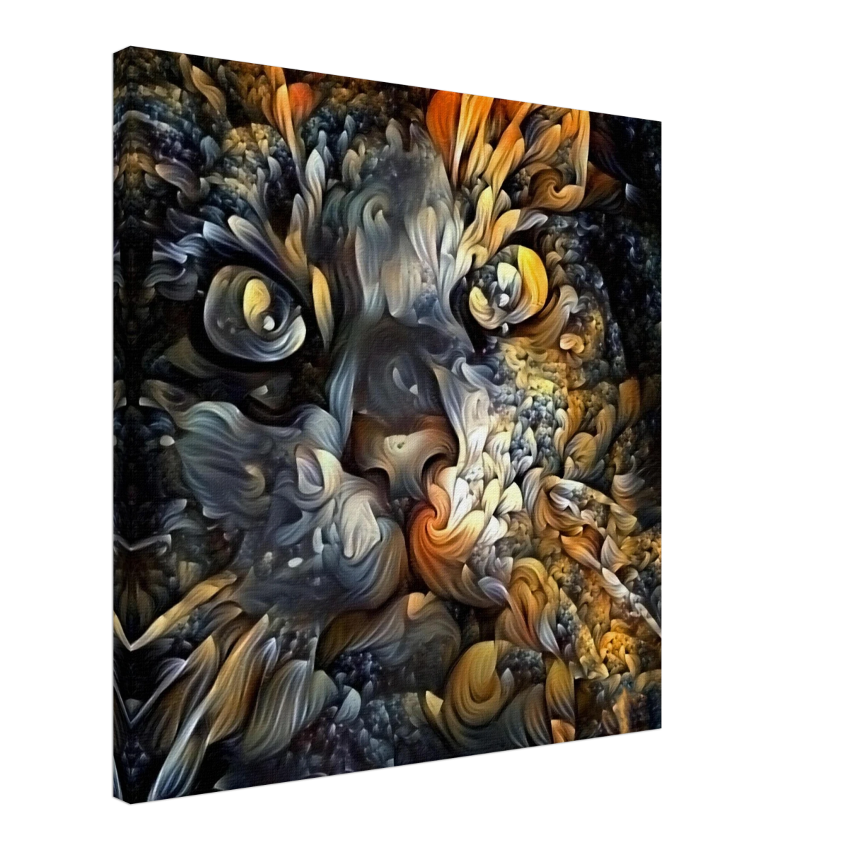 Ethereal Gaze – Abstract Feline Spirit Wall Art Print - Canvas - 60x60 cm / 24x24″ -