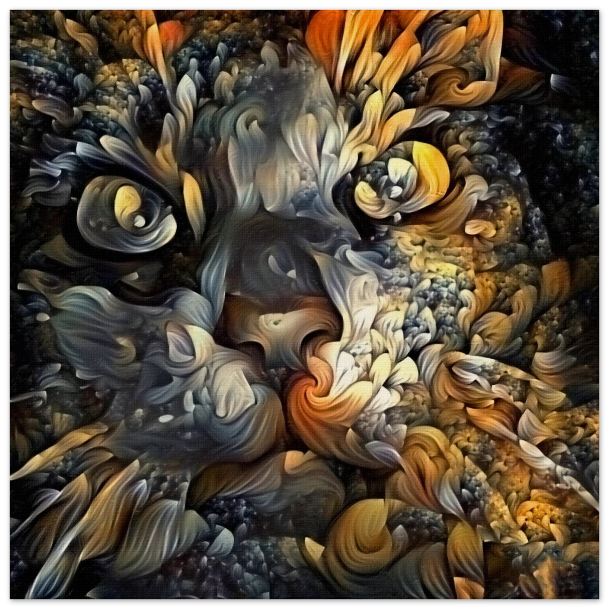 Ethereal Gaze – Abstract Feline Spirit Wall Art Print - Wood Prints - 60x60 cm / 24x24″ -